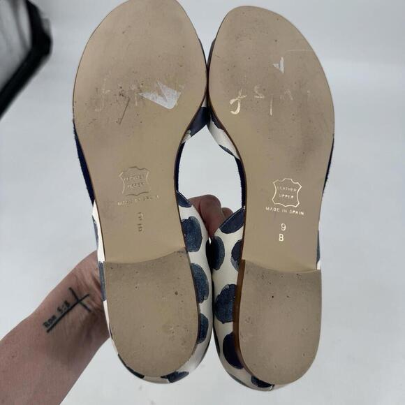 Fs/ny shoes 40 10 navy blue polka dot flats open toe suede work office party - Picture 5 of 6